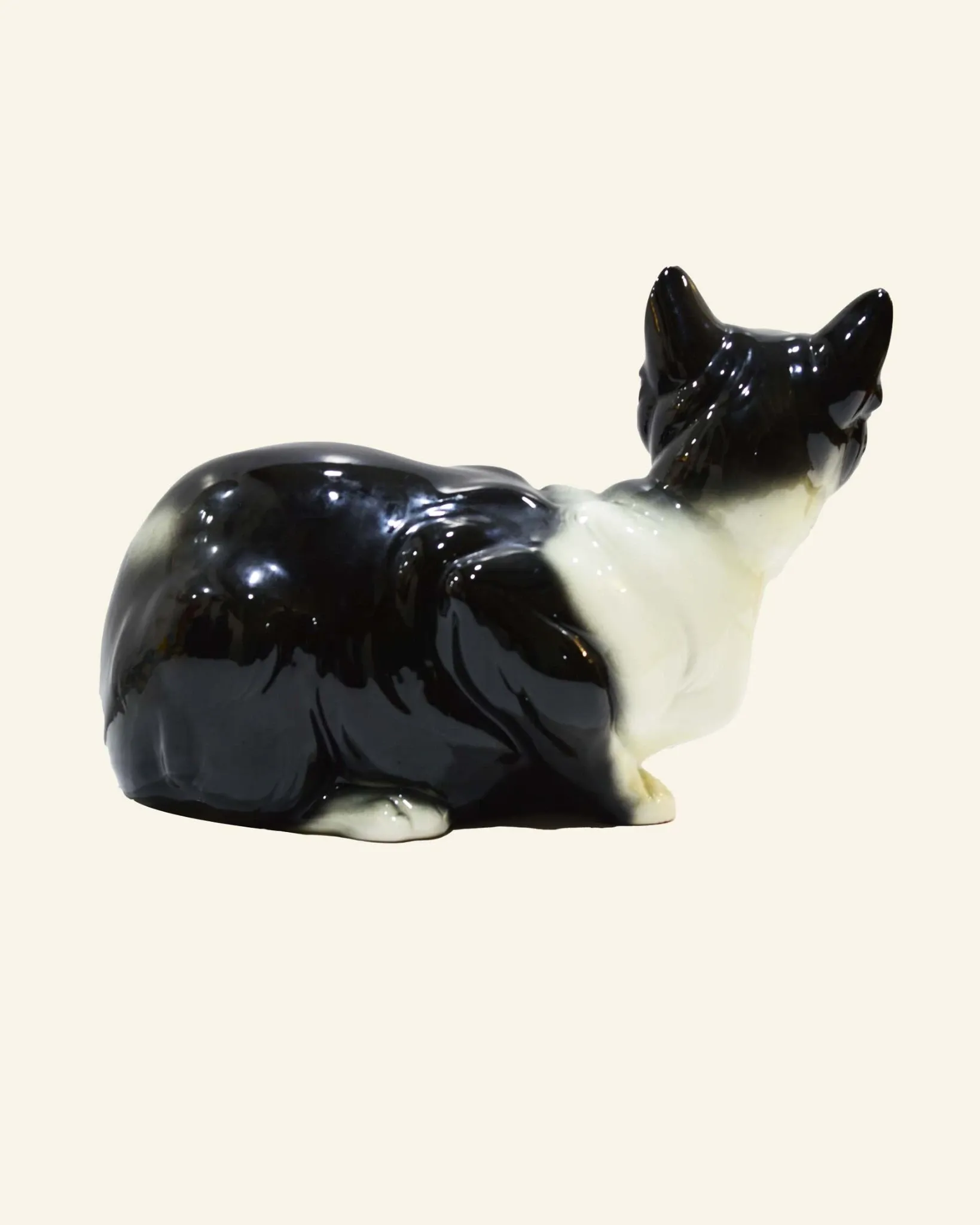 Black and white ceramic cat from Manises, 1960s