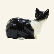 Black and white ceramic cat from Manises, 1960s