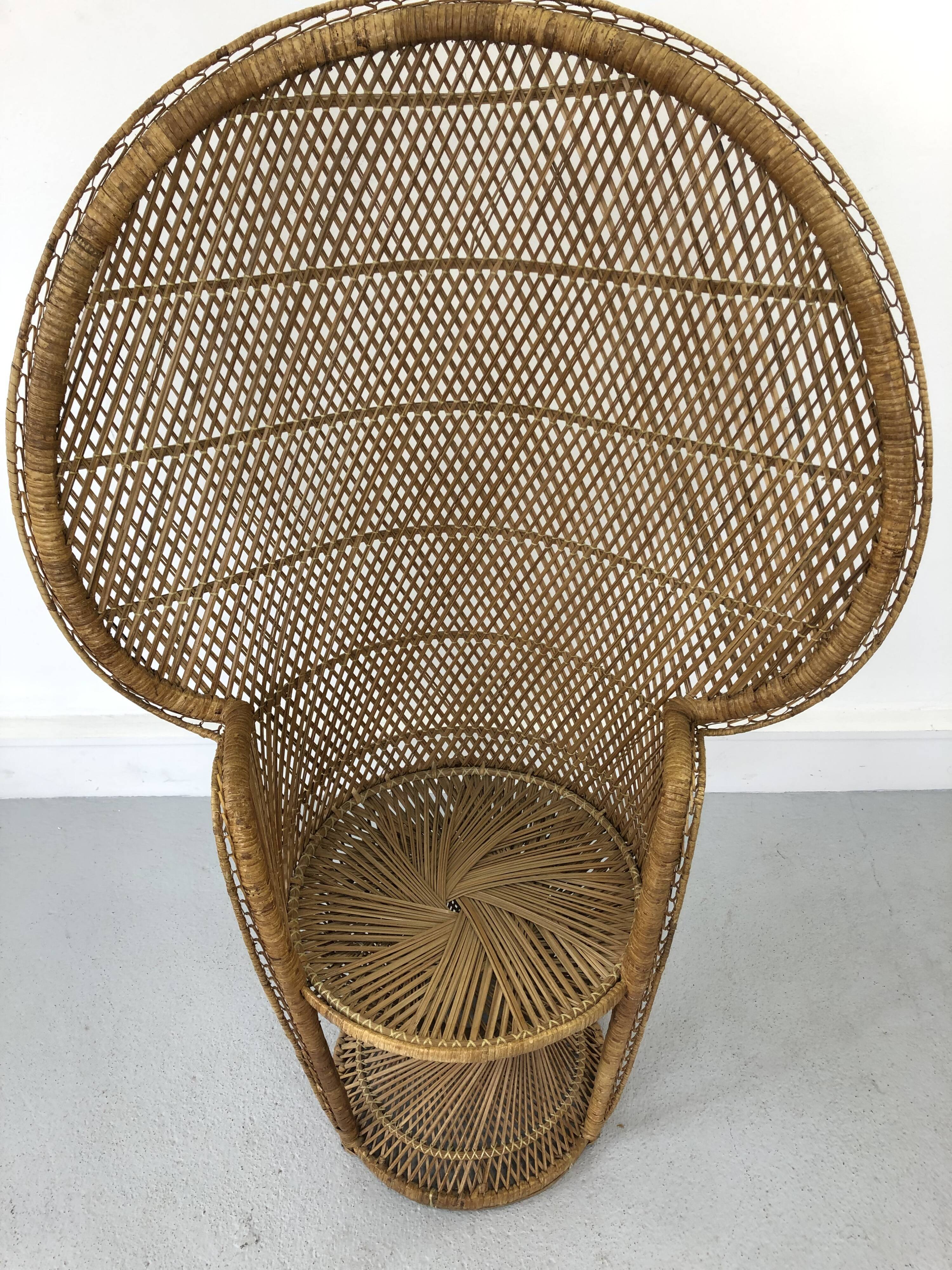 Vintage rattan and wicker peacock chair