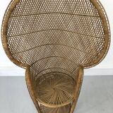 Vintage rattan and wicker peacock chair