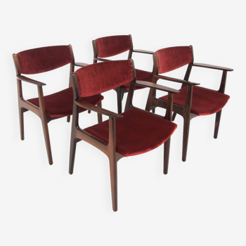 Set of 4 rosewood chairs, Henning Kjaernulf for Sorø Stolefabrik, Denmark, 1960
