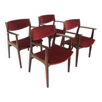 Set of 4 rosewood chairs, Henning Kjaernulf for Sorø Stolefabrik, Denmark, 1960