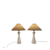 Elegant pair of table lamps The Modern Scandinavian Modern with Orrefors glass and brass.
