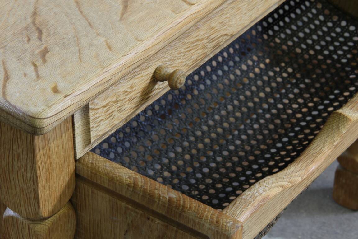 Vintage 1960s Danish oak coffee table, brutalist mid-century, style of Kjærnulf