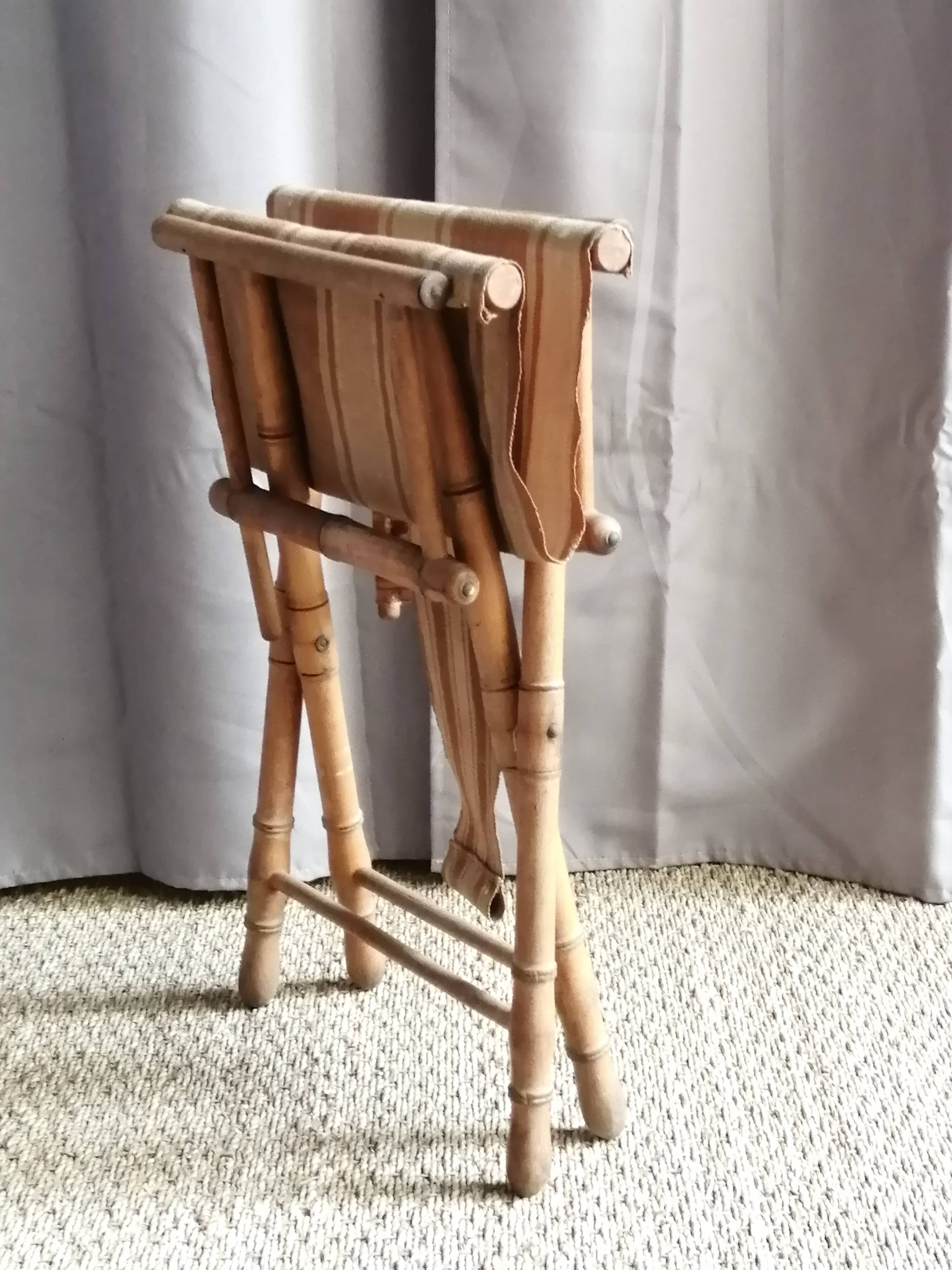 Fauteuil vintage pliant en rotin