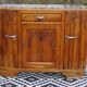 Narrow sideboard, art deco in light walnut, gray marble top