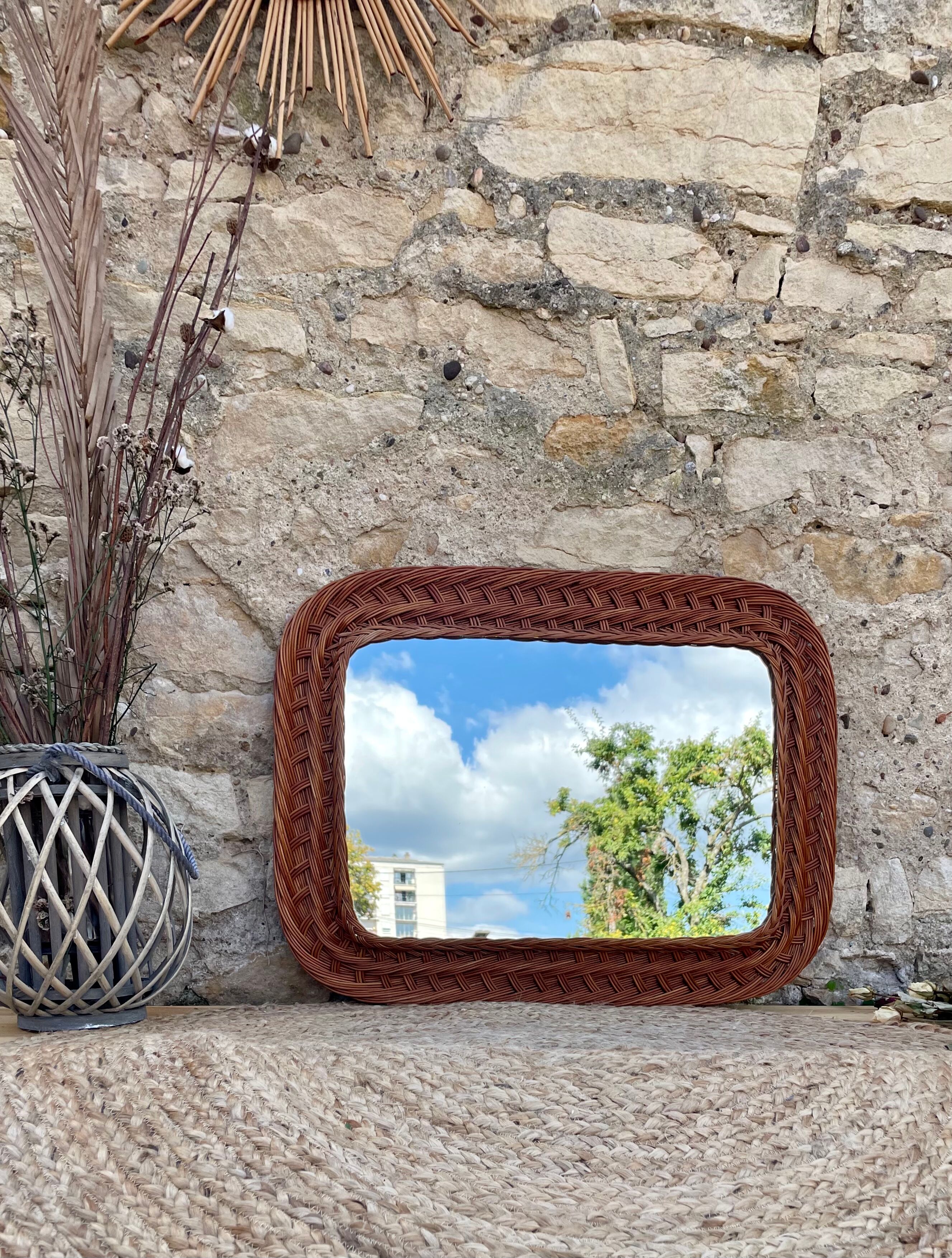 Vintage rattan mirror