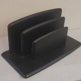 50's black leather letter holder