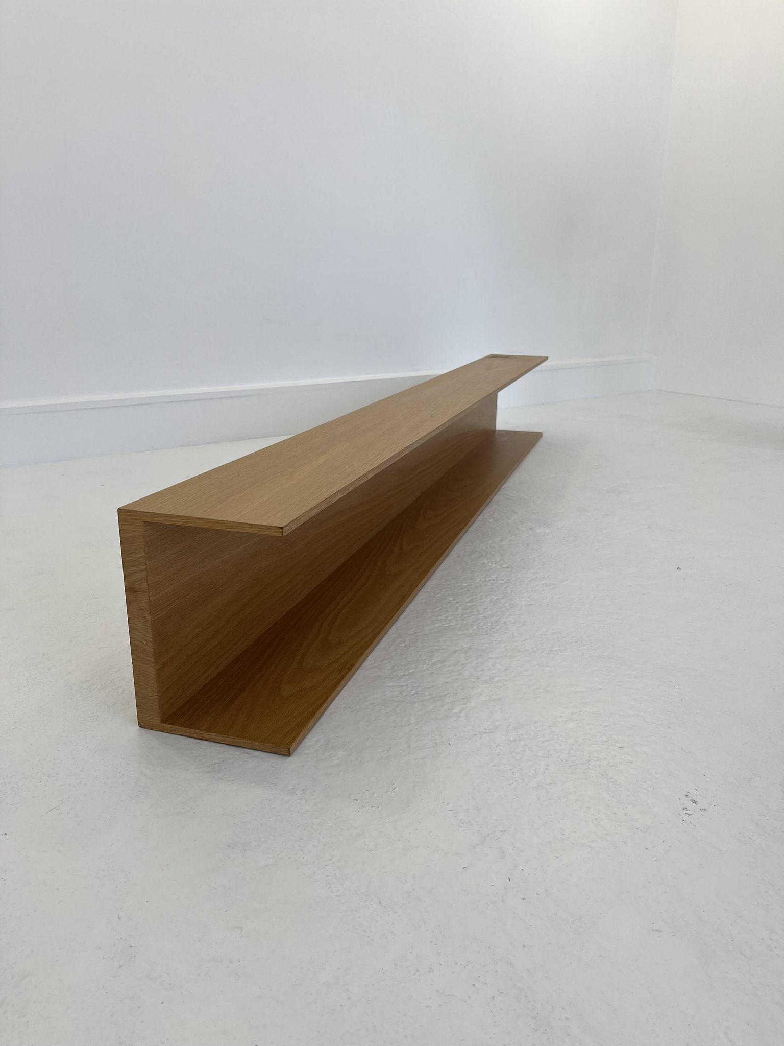 Large floating wall shelf in teak attributed to Walter Wirtz for Wilhe.