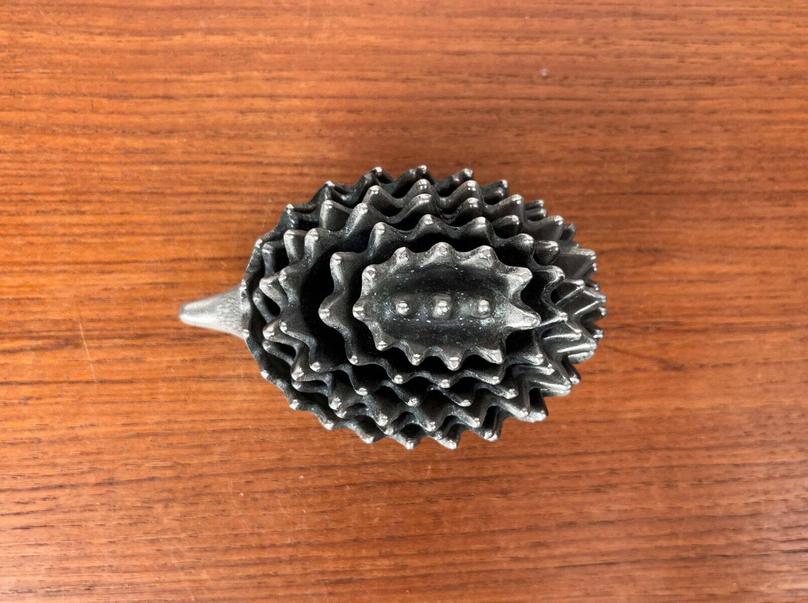 Stackable metal ashtray hedgehog mid-century USSR, 1960s, set of 6