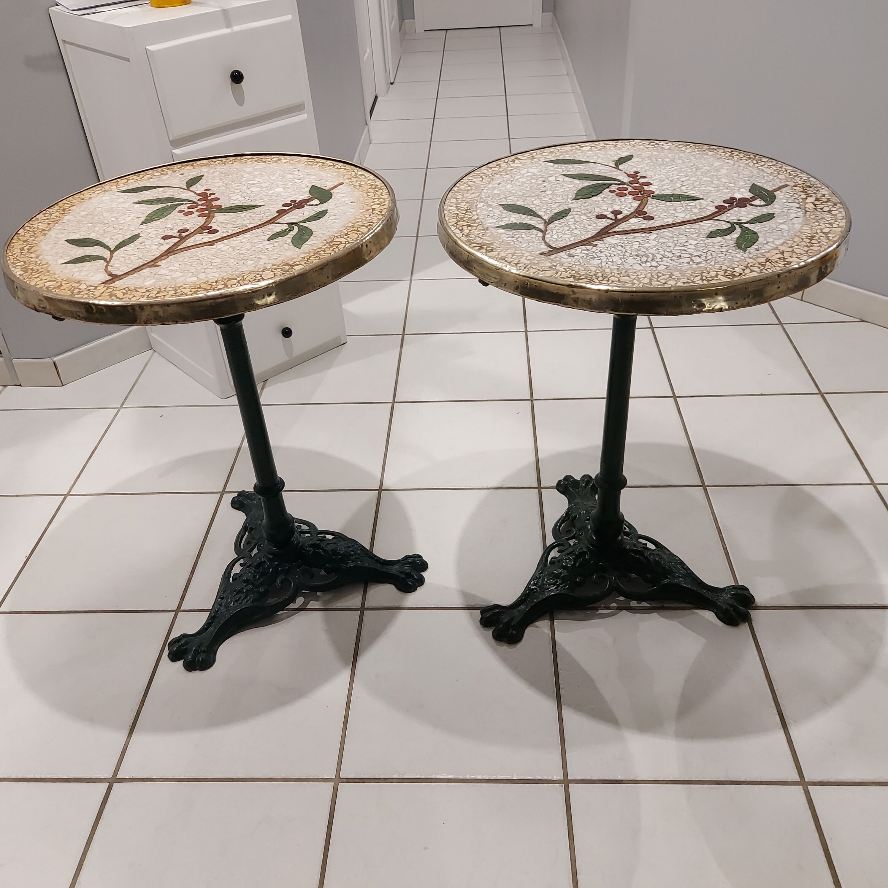 Pair of gueridon tables from Parisian bistro 1900s
