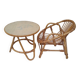 Vintage rattan children's table and armchair