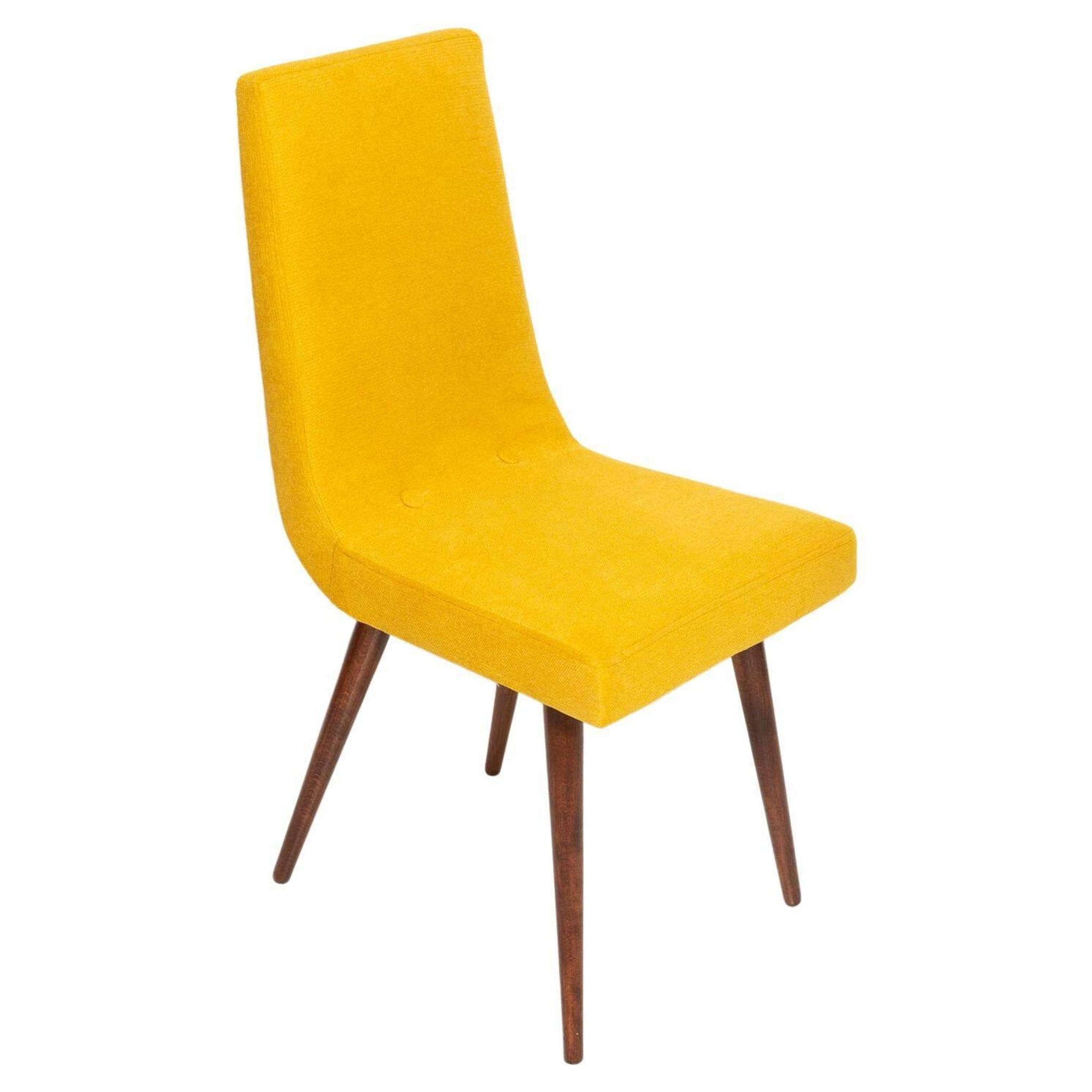 Mustard wool chair from the mid-century, Rajmund Halas, Europe, 1960s.