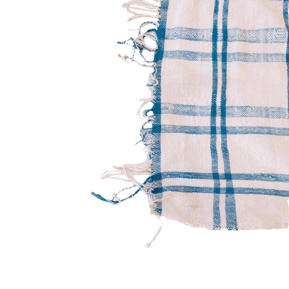 Vintage Haik checkered blanket from Morocco - 156 x 313 cm