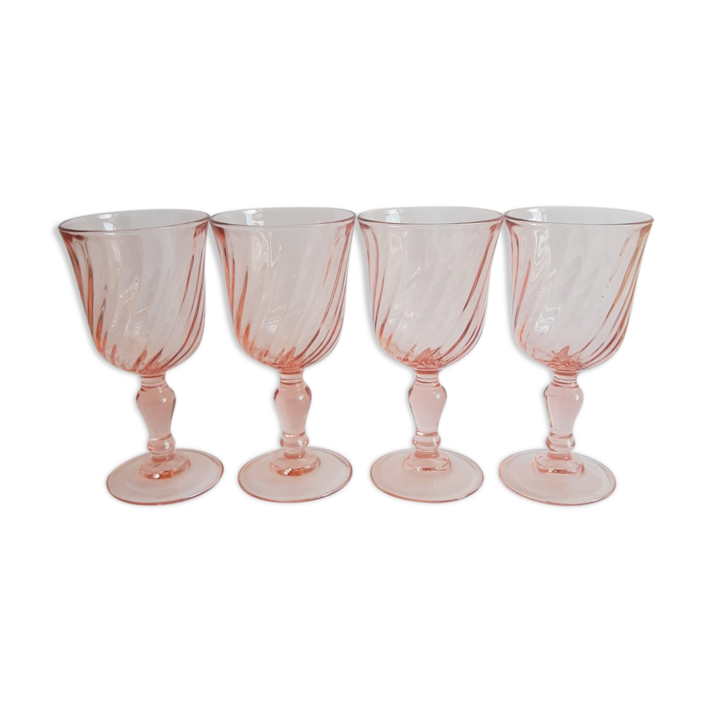 Set of 4 vintage rosaline walking glass
