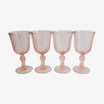Set of 4 vintage rosaline walking glass