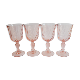 Set of 4 vintage rosaline walking glass