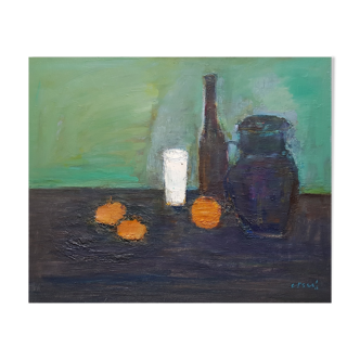 Nagao Usui painting "Still Life with Black Pitcher"