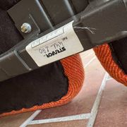 Strafor 2-seater bench, orange wool and sled base, 1970s.