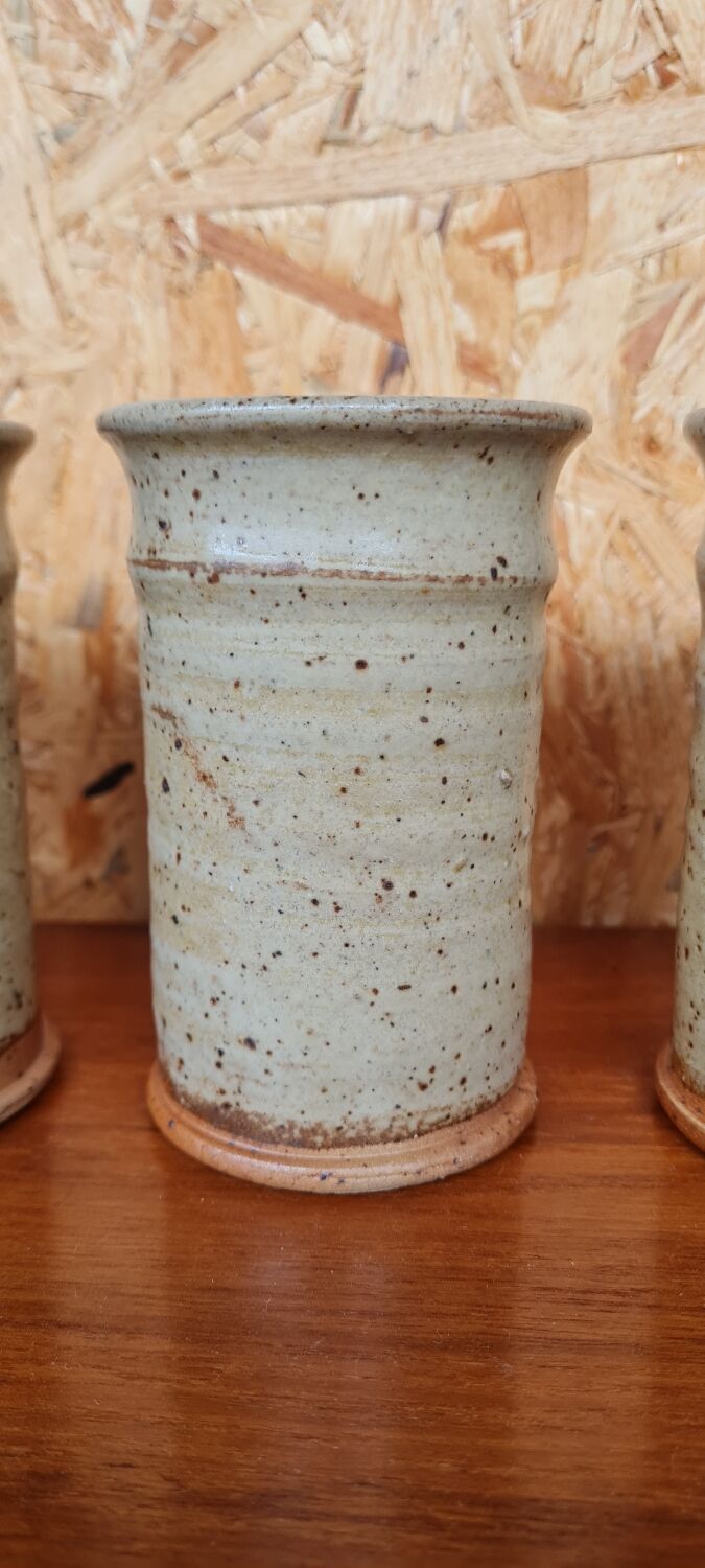 Set of four glasses in varnished stoneware