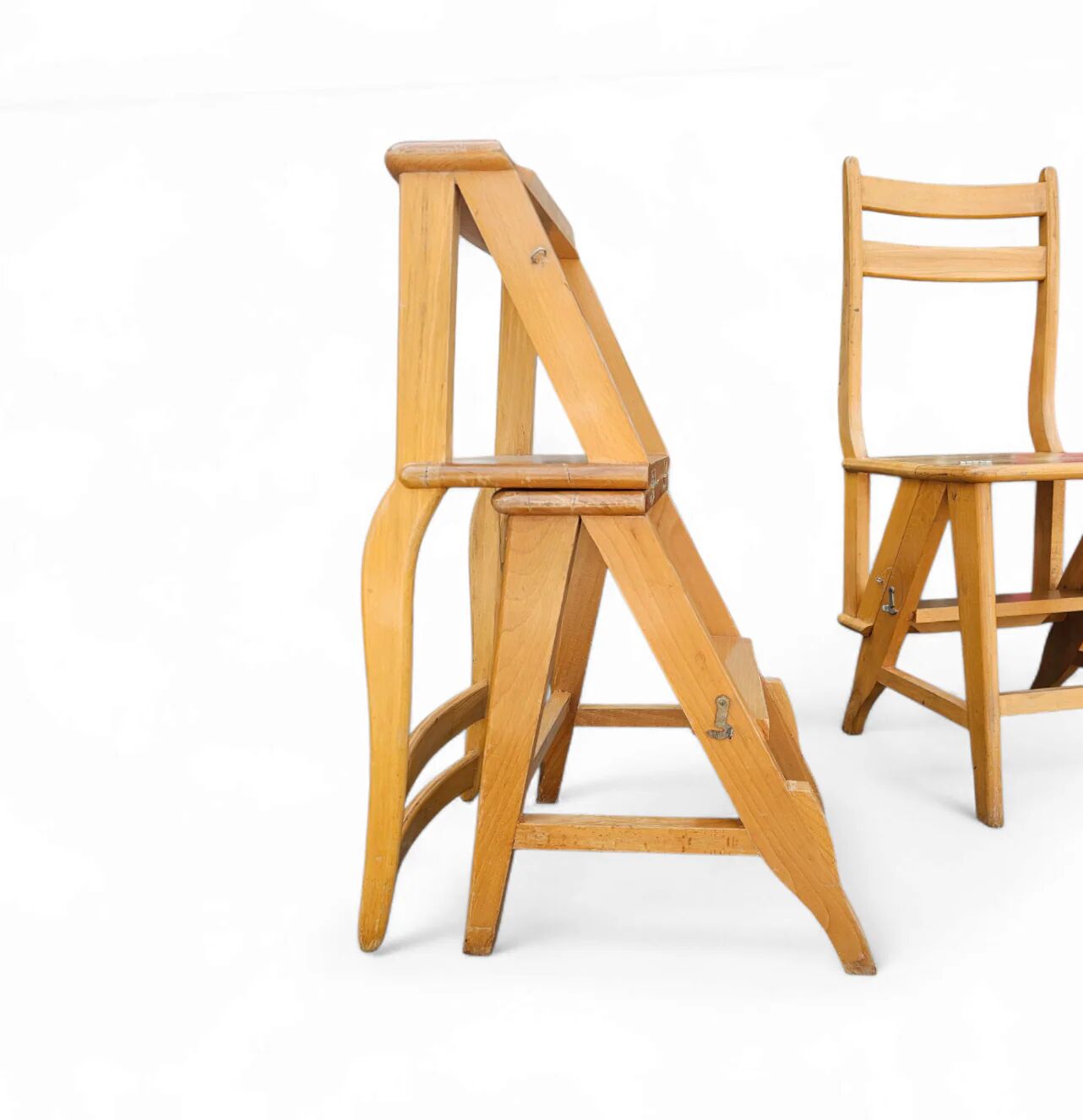 2 x library ladder chair 1950s