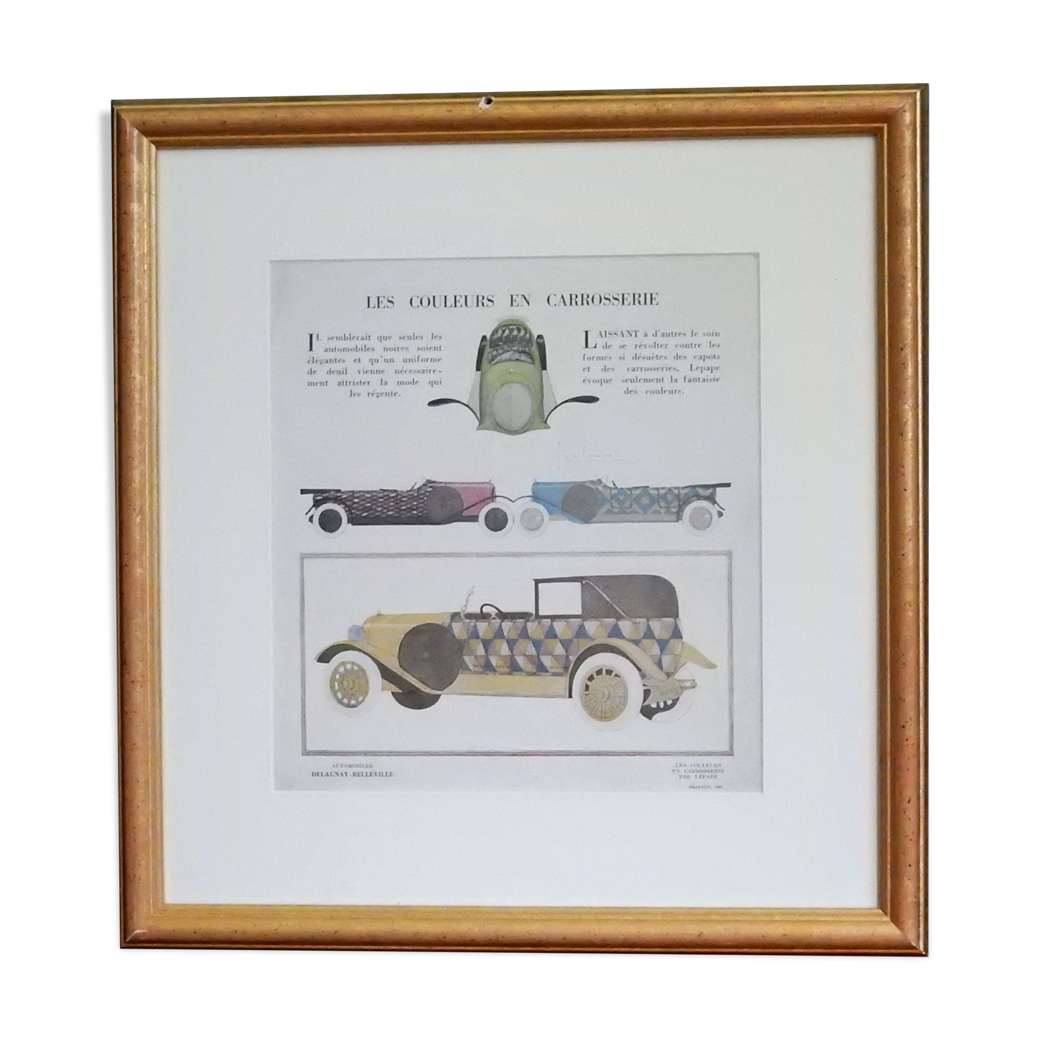 Art Deco illustration luxury car Delaunay Belleville by Lepape in 1924