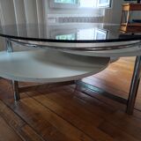 Table basse en verre inox et mélanine