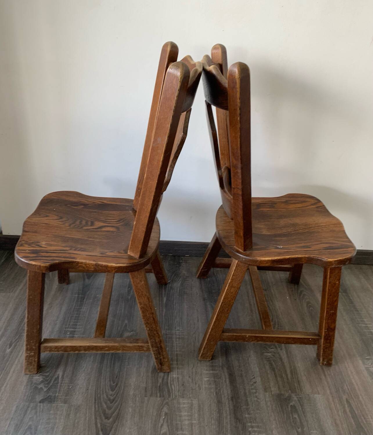 Pair of Brutalist Oak Chairs