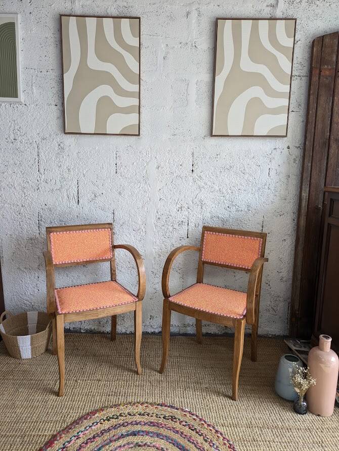 Pair of restored vintage armchairs – high-end élitis fabric