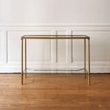 Neoclassical brass and glass console 1970