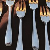 Box 12 cake forks in silver metal art deco