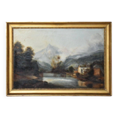 Oil on canvas House by the river