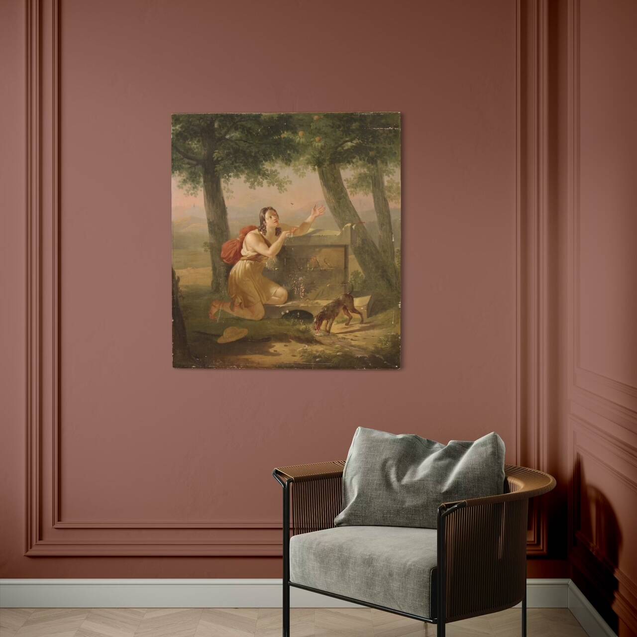 Large 19th century neoclassical painted panel