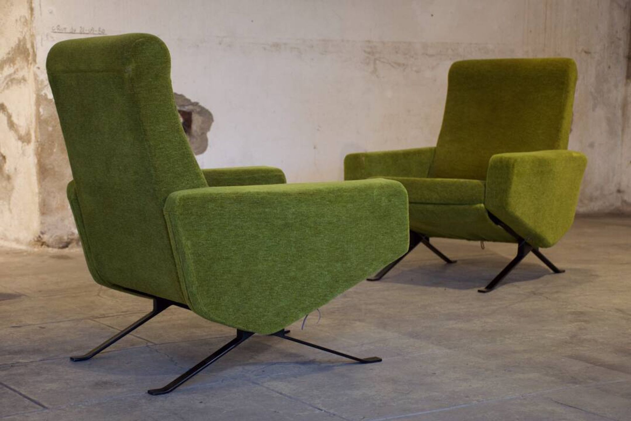 Set de salon canapé - 2 fauteuils design 1960 par Paul Geoffroy Troika Airborne