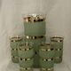 Service of orangeade vintage 1950 - jug and 4 glasses - Frosted green and gold.