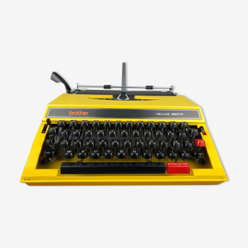 Machine à écrire jaune Brother Deluxe 660TR - vintage 70