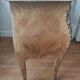 Commode sauteuse galbée style Louis XV-Marqueterie florale et marbre-TBE