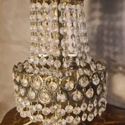 Bronze and brass table lamp 40x20 with crystal glass pendants from the 1940s to 1950s