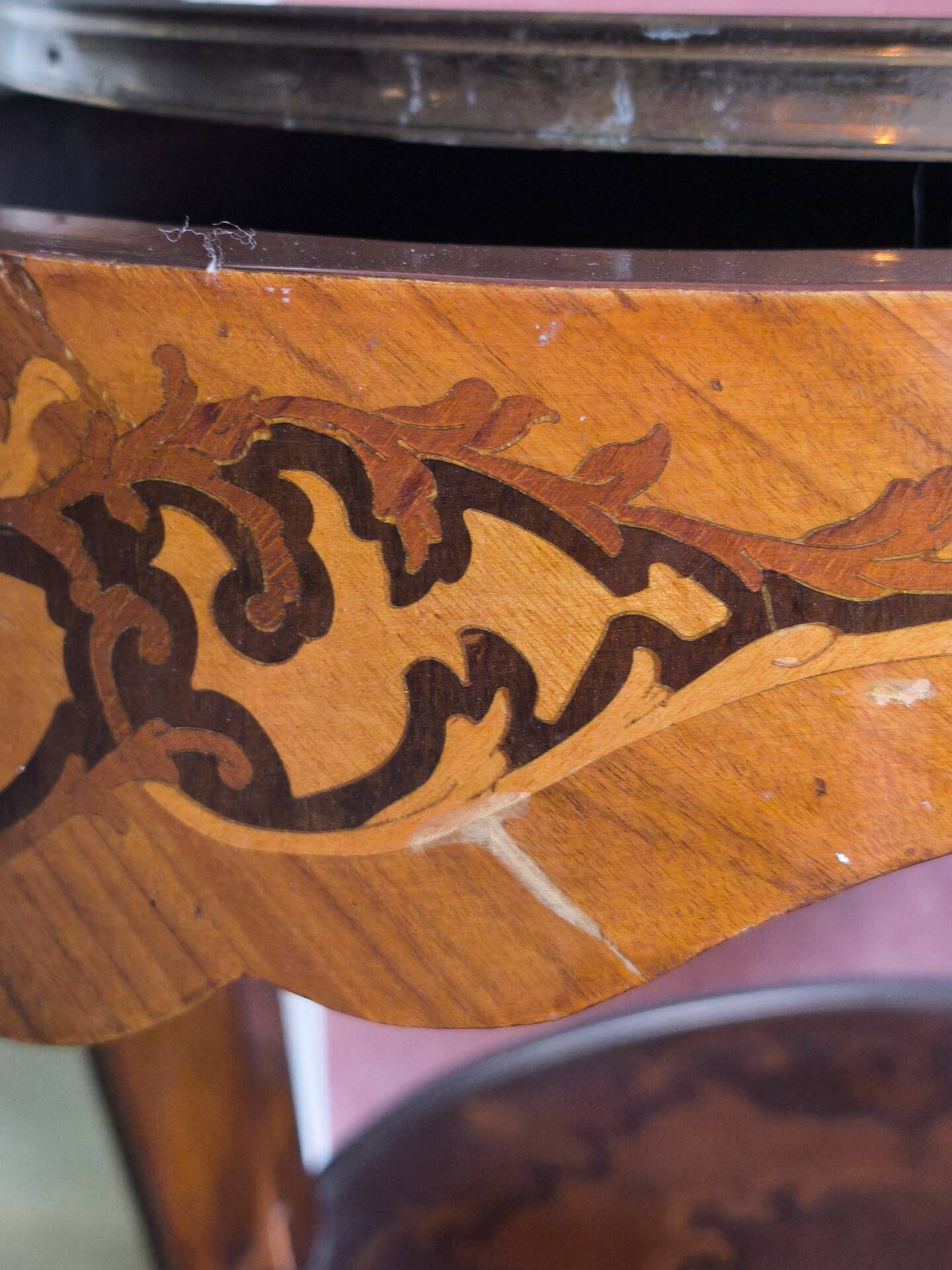Napoleon III side table with three tiers in marquetry – 19th century