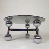 Space Age Sputnik coffee table, with a 1970s chrome base