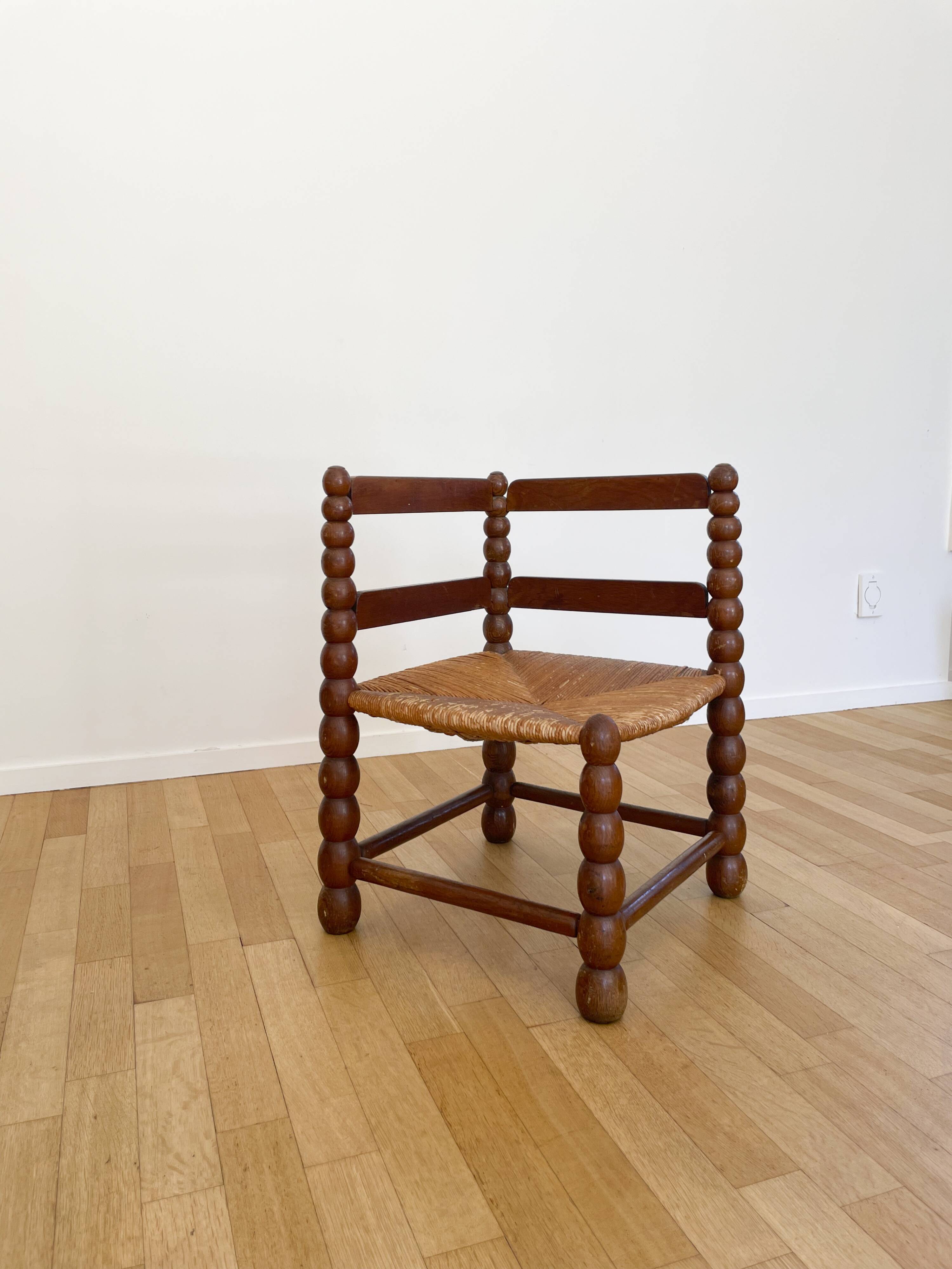 Beaded wood corner chair