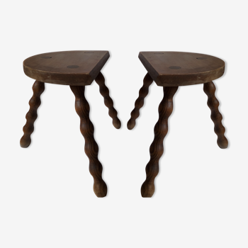 Duo wooden tripod stools