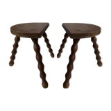 Duo wooden tripod stools