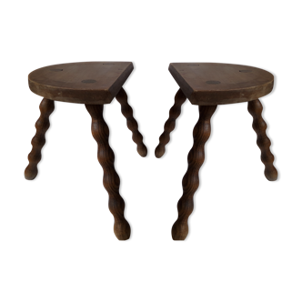 Duo wooden tripod stools
