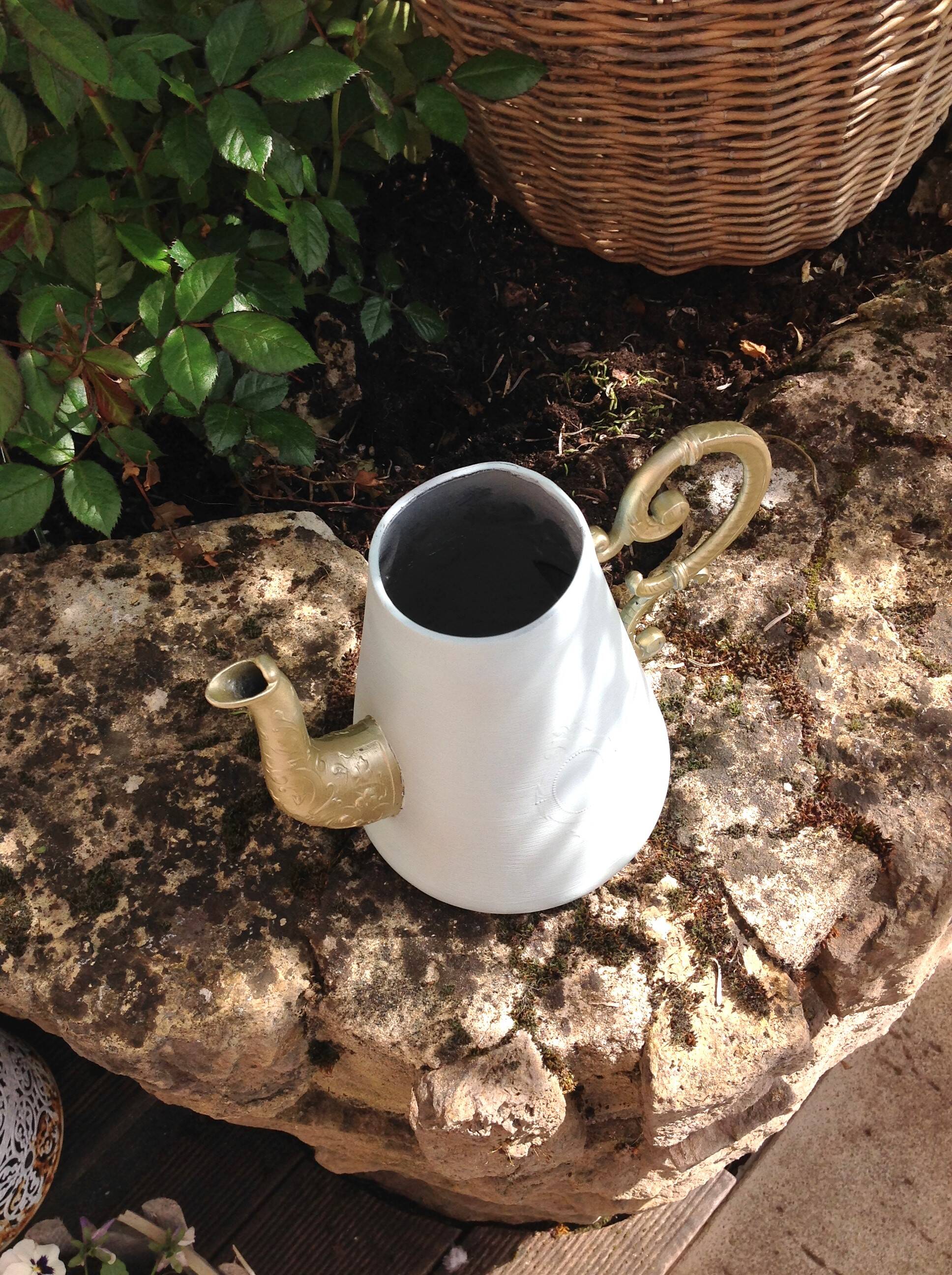 Peppermint and gold "cafetiere" watering can