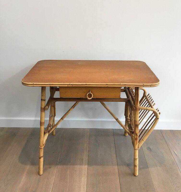 Rattan desk (a small chip on the magazine rack)