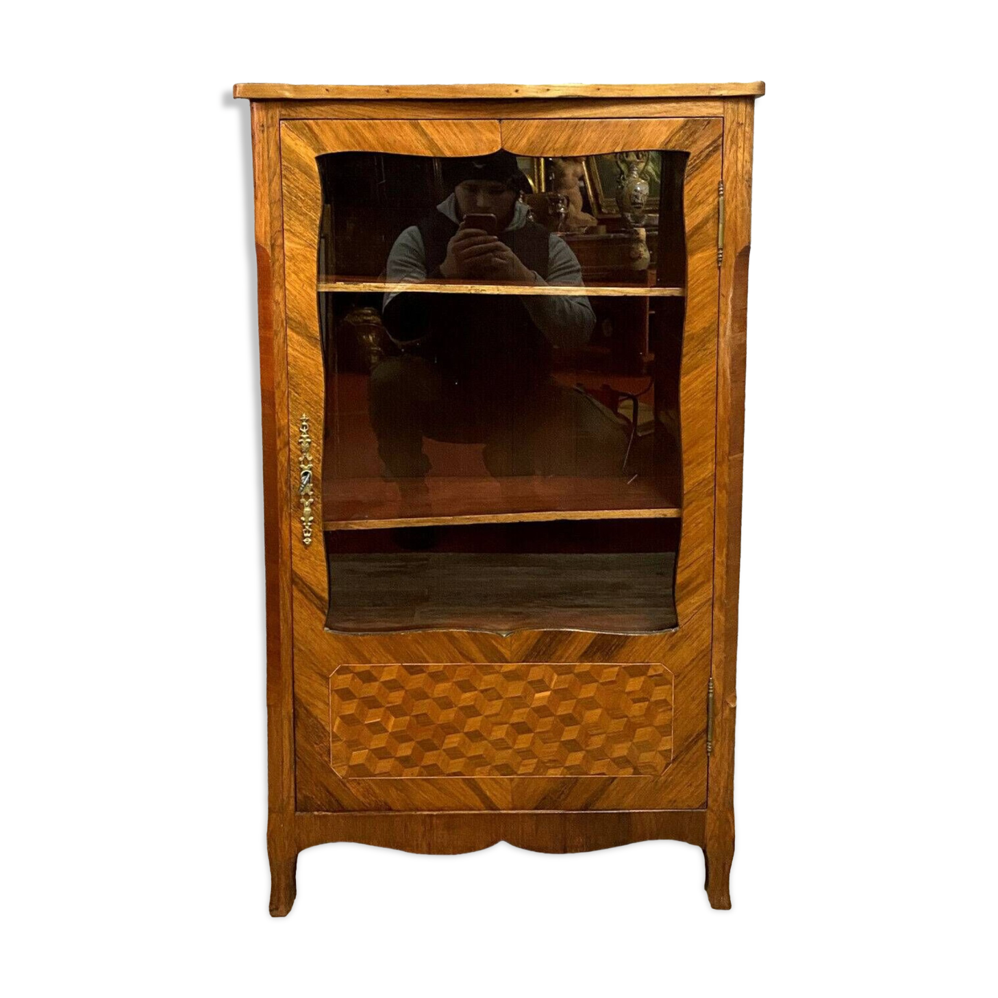 Louis XV bookcase in precious wood marquetry circa 1850