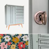 Wardrobe chest of drawers vintage compass feet 1950