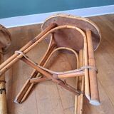 Pair of spiral rattan stools