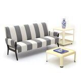 Three-seater wooden sofa, 1950s.